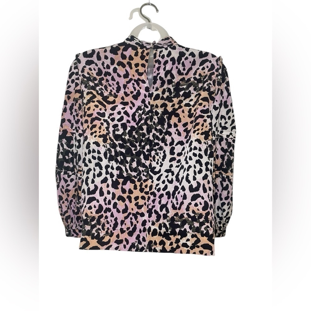 Veronica Beard Lety Animal Print Blouse Silk Blend Top Size 4 - Picture 5 of 9